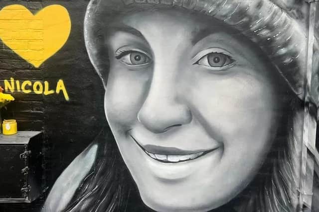 Family and friends from Nicola Bulley’s home town in Essex paid tribute to her with a giant mural and a candlelit vigil (Credit: Danny Bench)