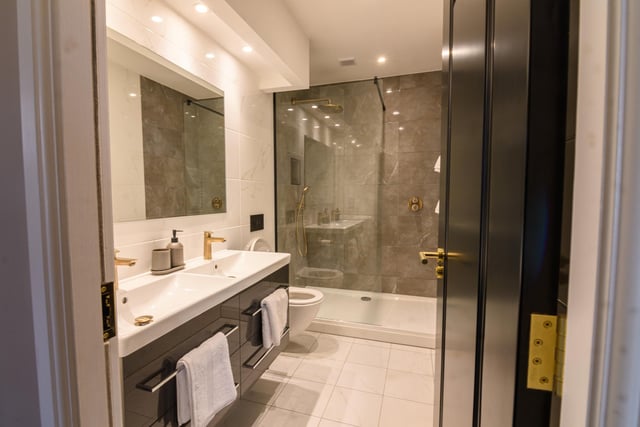The stylish bathroom in the Signature Suite inside The Old Bank Apartments, Talbot Square, Blackpool. Photo: Kelvin Stuttard