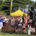 A nine-foot bronzed sculpture of legendary comedian Bobby Ball has been unveiled in Lytham