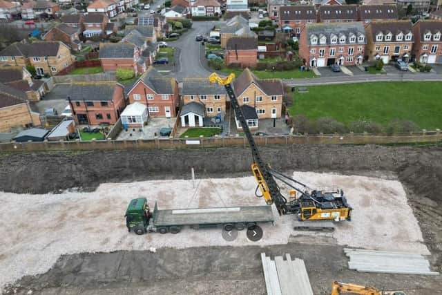 The new housing estate under construction off Broadway in Fleetwood, next to the playing fields of St Wulstan’s & St Edmund’s RC Primary School. (Photo by Chris Bourner)