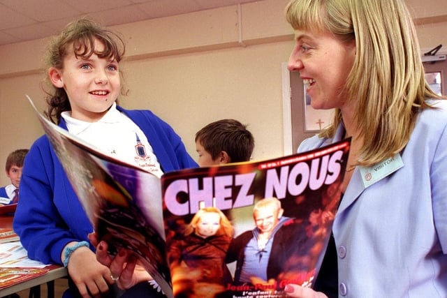 The school formed a language teaching link with Bispham Endowed Primary School in 1998. Ten year old Clare Hodgson , from Bispham Endowed Primary School, learns French with Montgomery High School assistant head of modern languages Karen Dryden