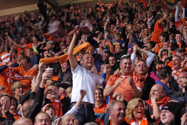 Fans celebrating the second goal in the play-off semi-finals against Birmingham, 2012