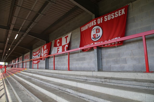 Broadfield Stadium can hold 6,134 people.