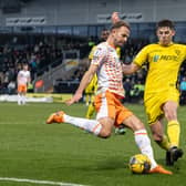 Jordan Rhodes is Blackpool's leading player this season. The striker has 15 goals for the Seasiders, and has excelled in his loan from Huddersfield Town. (Image: Camera Sport)