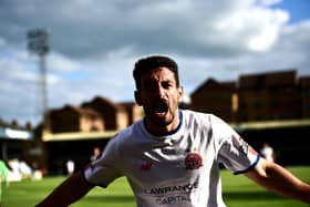 Jon Ustabasi celebrates his goal against Southend (Picture: Steve McLellan)