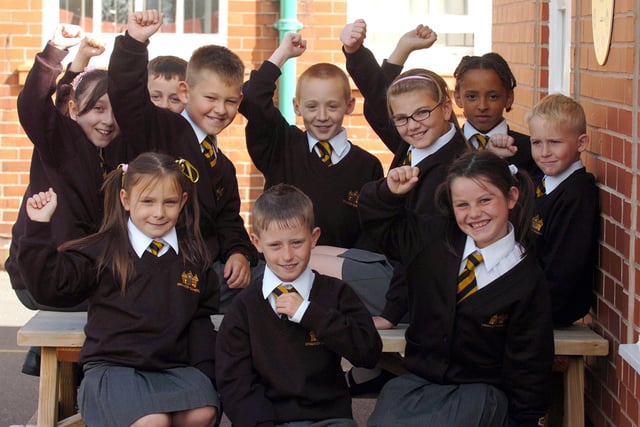 Pupils at Chaucer School, Fleetwood, reverted back to their old school uniform in 2007. Pictured back L-R Courtney Cooper, Jake Hanson, Callum Moran, Sean Murphy, Sammy Haugan, Alisha Smith and Taylor Calligan. Front L-R Kourtney Sumner, Conan Newsham and Casey Bidle.