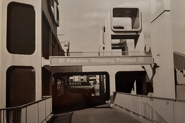 The entrance to the Palatine Shopping Precinct in 1980