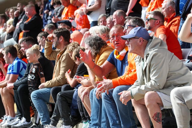 Blackpool fans at the LNER Stadium for the game against Lincoln City.