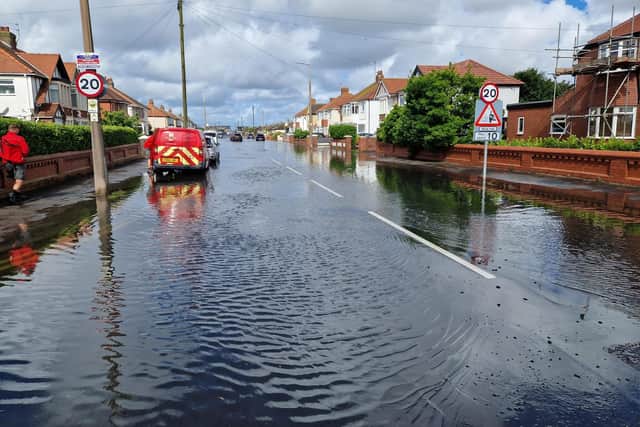 Flooding in Westbourne Road, Fleetwood this morning (Monday, June 27)