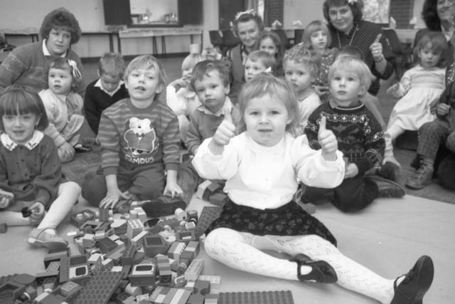 Children at a Kirkham nursery give the thumbs up to a £500 grant they received as part of the Learn Through Play scheme