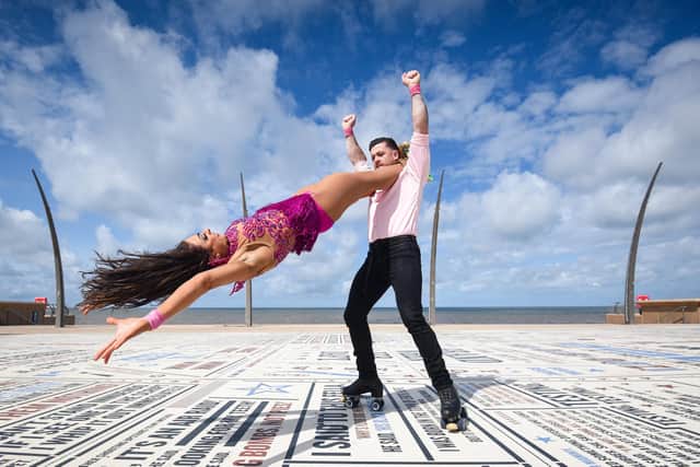 Skaters Joel Hatton and Romy Bauer perform on the Comedy Carpet to promote Cirque - The Greatest Show.