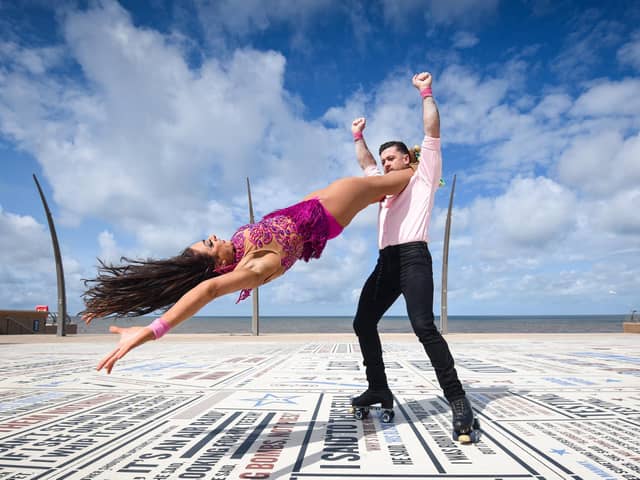 Skaters Joel Hatton and Romy Bauer perform on the Comedy Carpet to promote Cirque - The Greatest Show.