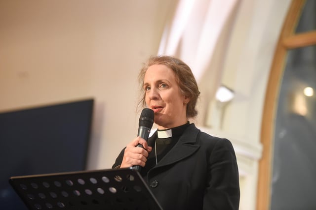 Dr Jill Duff, Bishop of Lancaster, speaking at the memorial service.
