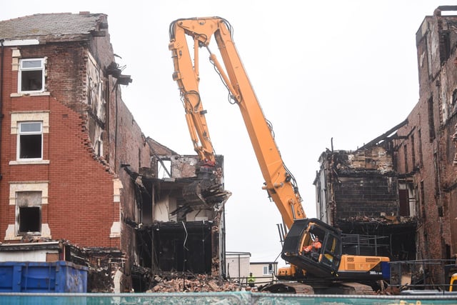 Demolition teams at work on the former New Hacketts Hotel.
