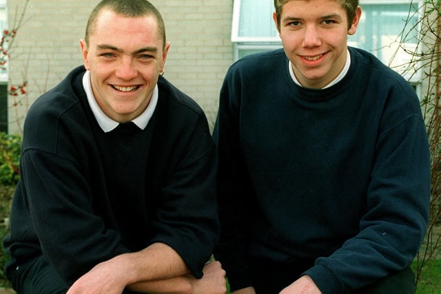 Swimmers from Blackpool Sixth Form College Paul Wilkinson  and Richard Morris (left), who represented the North West at the British Colleges Sport national Championships, in Sheffield, 1997