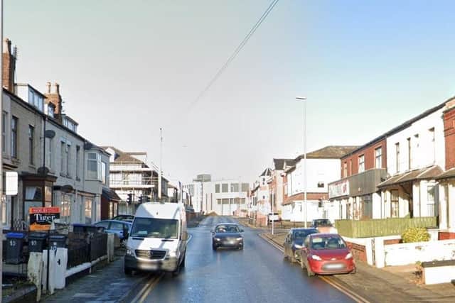 Three people were arrested after a teenage boy was stabbed in Grosvenor Street, Blackpool (Credit: Google)