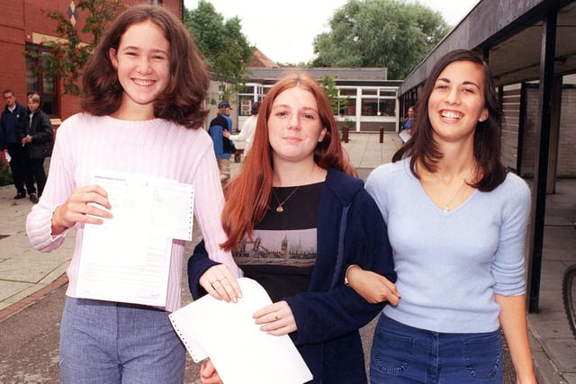 Lytham St Annes Technology Colleg  GCSE results in 1999. From left: Vicky Haslingden, Siobhan Johnston and Helen Jackson