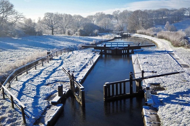 Perfect for snowy, wintry weather, a towpath stroll around the Johnson Hillock Locks ensures a flat, fairly sure-footed trip outdoors. Johnson Hillock Locks are an impressive series of seven locks near Chorley that raise the waterway by 66 feet. When the winter sun is low in the sky, the glistening reflection of snowy surrounds on the water is stunning as the icicles on the lock gates drippily melt. A lovely walk is to start and end at the Top Lock pub that sits just off the bridge carrying the road through Wheelton over the canal.(Picture by Brian Derbyshire)