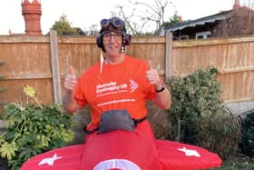 John Tunnicliffe preparing for his charity wing walk for MDUK
