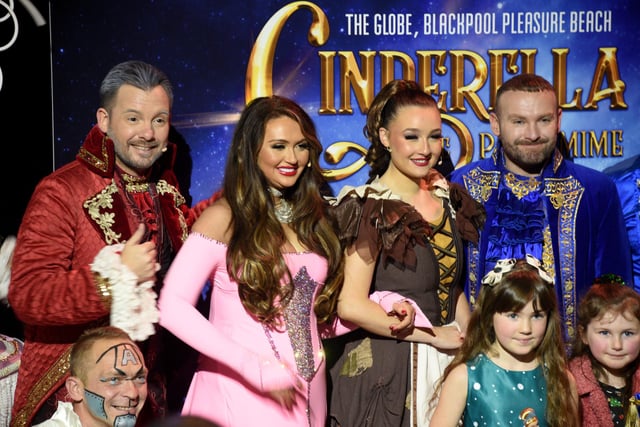 Santa's Grotto and Cinderella pantomime at Blackpool Pleasure Beach
The cast of Cinderella pose for pictures before the show