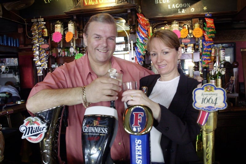 John and Mandy Yates who retired from the Victoria pub in Talbot Rd, 2002