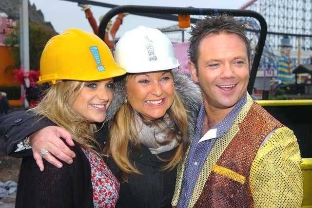 Nickelodeon presenters Anna Williamson and Jamie Rickers with Pleasure Beach MD Amanda Thompson