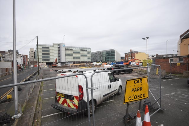 The car park is closed off at King Street site in Blackpool where the new Civil Service office will be situated.