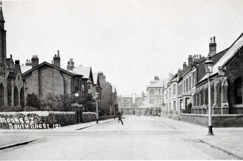Looking down Moore Street from the junction with Rawcliffe Street through Waterloo Road right through to St Bedes Avenue, Blackpool