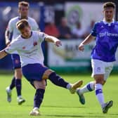 Nick Haughton scores from inside his own half during AFC Fylde's defeat at Wealdstone Picture: Steve McLellan