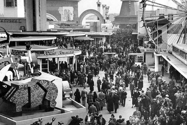 Bank Holiday crowds in 1939 headed for Blackpool Pleasure Beach where the popular attractions were Noah's Ark and the Grand National