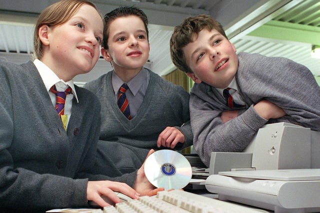 St Bernadettes RC Primary School pupils Elizabeth Higgins, Patric Gilbert and Daniel Beckett, 1999