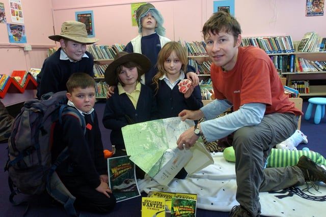 Morecambe High School head of science and trepid explorer, Simon Chapman, visited West End Primary School to talk to pupils about jungle skills. Pictured with Simon in the newly refurbished library are year five pupils, Leslie, Dean, Shane, Shauna, and Georgina