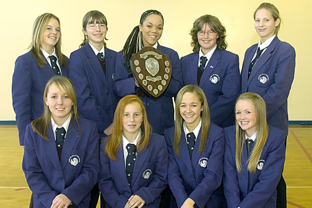 Carr Hill High School netball team, winners of the Year 11 Blackpool & Fylde League. Back, from left: Rachel Bennett, Emily Park, Verity Collins (captain), Stephanie Chatter, and Lois Bunce. Front: Jade Callaghan, Becky Warner, Lucie Marquis, and Jessica Connors