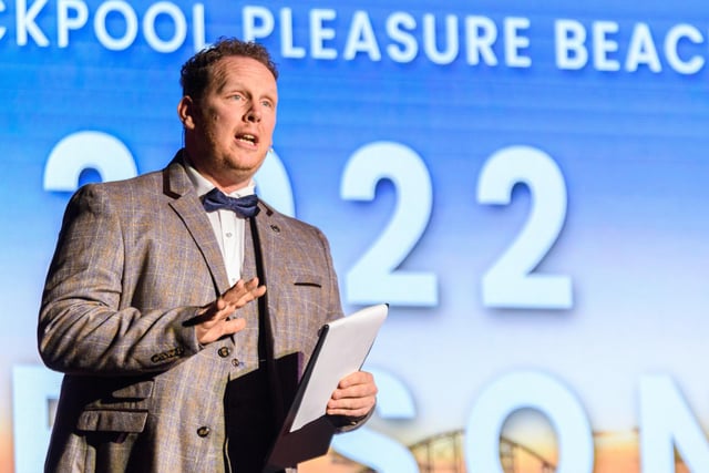 Jason Taylor, Head of On Park Entertainment speaking at the Blackpool Pleasure Beach 2022 Season Launch. Photo: Kelvin Stuttard