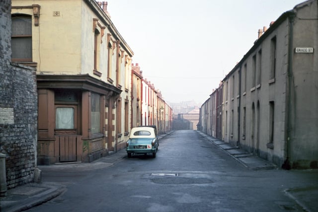 Oddfellow Street, Blackpool in the 1950s. The houses was demolished to make way for the police headquarters and Magistrates Court