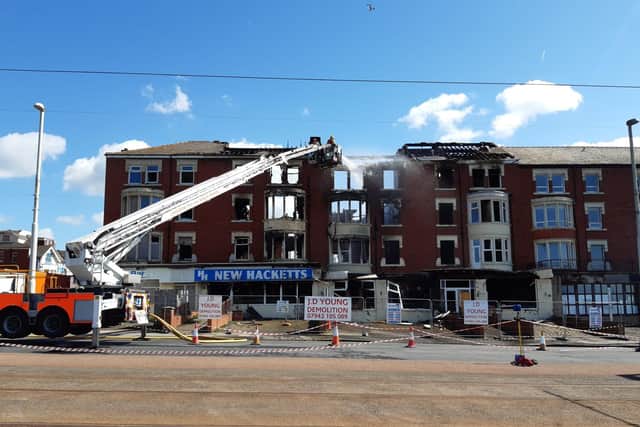 Police are working with Lancashire Fire and Rescue Service to establish the cause of the fire at the New Hacketts Hotel in Queen's Promenade, Blackpool on Monday, April 24. Picture by Dan Martino / Blackpool Gazette