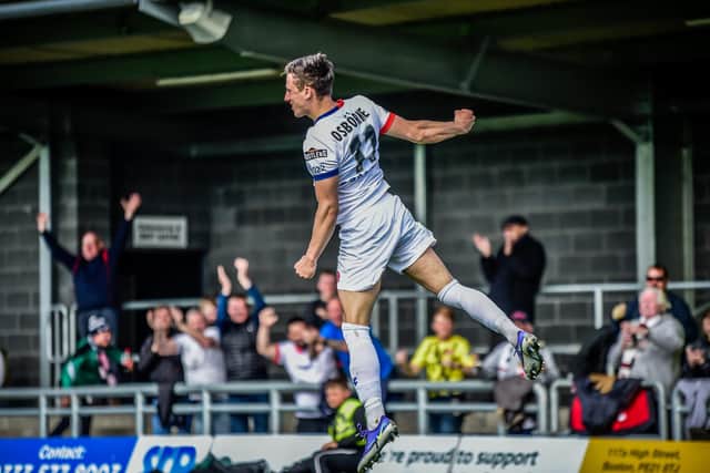Sam Osborne's outstanding April included two goals in AFC Fylde's win at Boston United