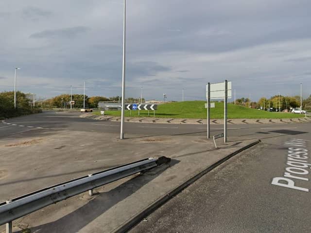 The roundabout on Progress Way in Blackpool