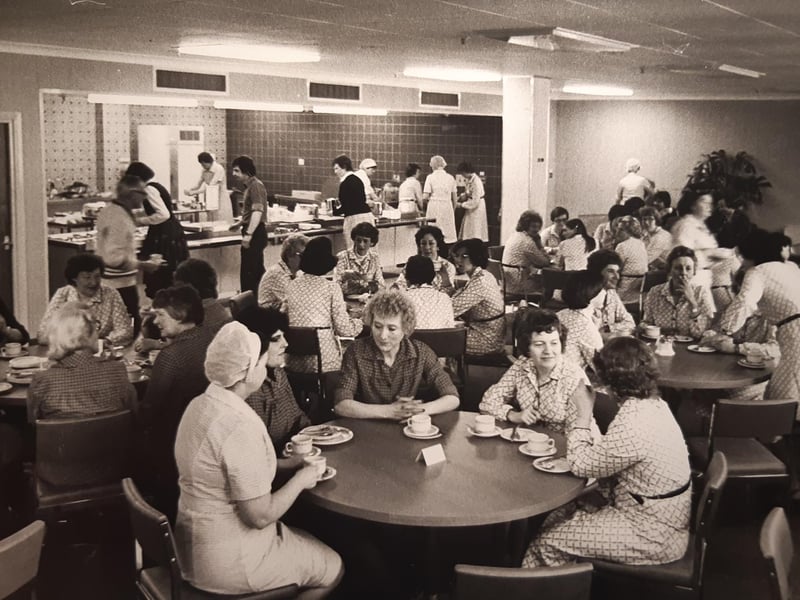 M&S staff canteen in 1980. Pity the prices for a working lunch weren't the same these days - a three course meal was 10p