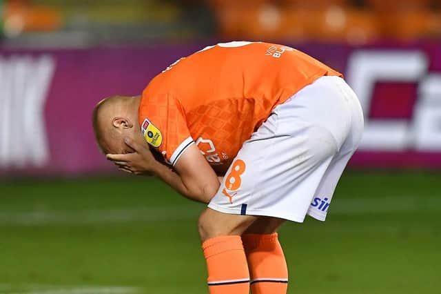 Lewis Fiorini's missed penalty saw Blackpool crash out of the Carabao Cup last night