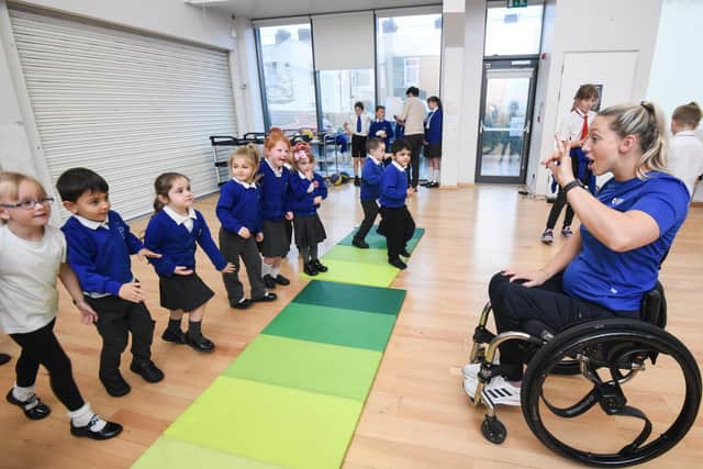 Paralympian Sophie Carrigill pays a visit to pupils at Blackpool Gateway Academy