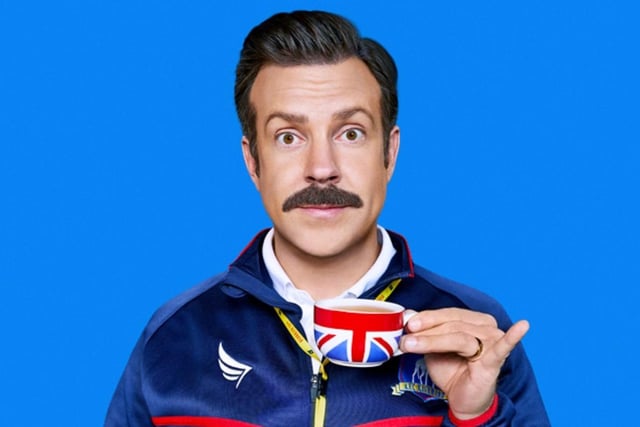 American sports comedy-drama. Pictured: central character Ted Lasso, played by Jason Sudeikis.