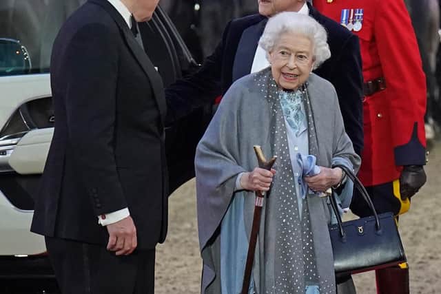 Queen Elizabeth II arrives for the A Gallop Through History Platinum Jubilee celebration at the Royal Windsor Horse Show 
Photo credit: Steve Parsons/PA Wire
