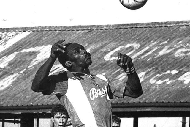 Keith Walwyn in action for Blackpool in 1989 - the kit was sponsored by Bass
