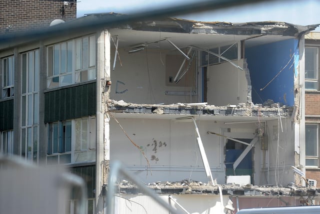 Demolition work underway at Collegiate High School in 2014
