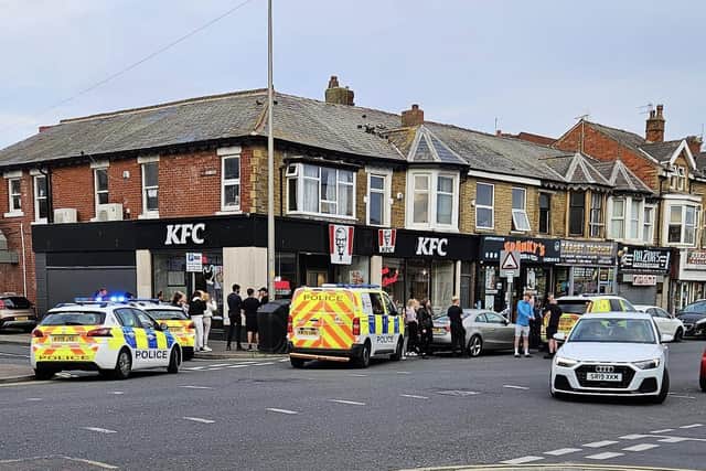 Police at the scene outside KFC in Lytham Road, Blackpool last night (Monday, January 26). Picture by Andrew Harrison