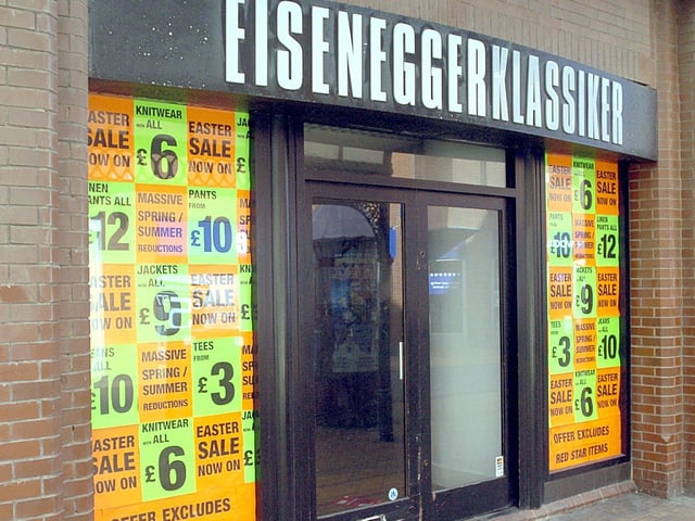 The Eiseneggerklassiker shop on Victoria Street closed down in 2005