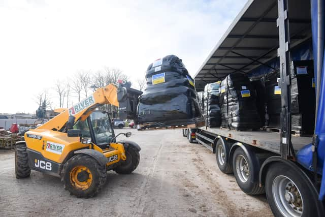 The truck being loaded with the items donated to Ukranian refugees via the Fylde Aid for Ukraine Appeal