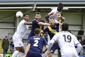 Harry Davis scored a stoppage-time equaliser for AFC Fylde against Altrincham Picture: Steve McLellan