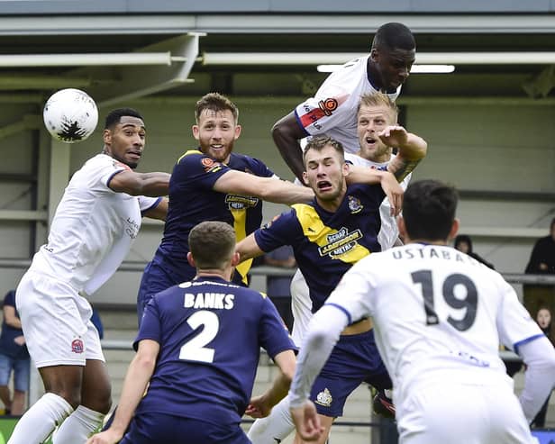 Harry Davis scored a stoppage-time equaliser for AFC Fylde against Altrincham Picture: Steve McLellan